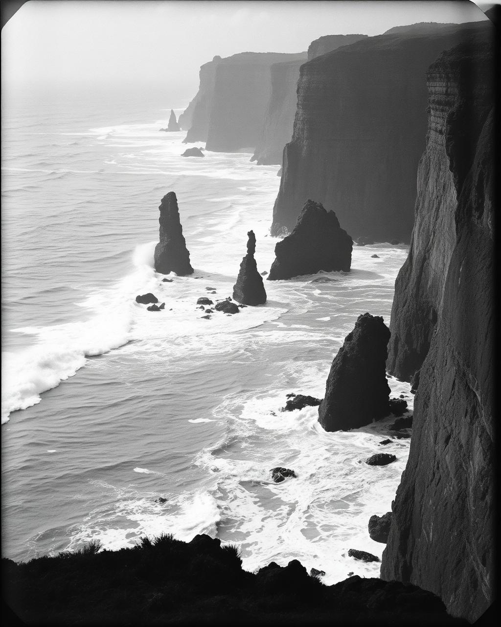 Coastlines in black and white
